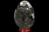 Septarian Dragon Egg Geode - Black Crystals #89581-1